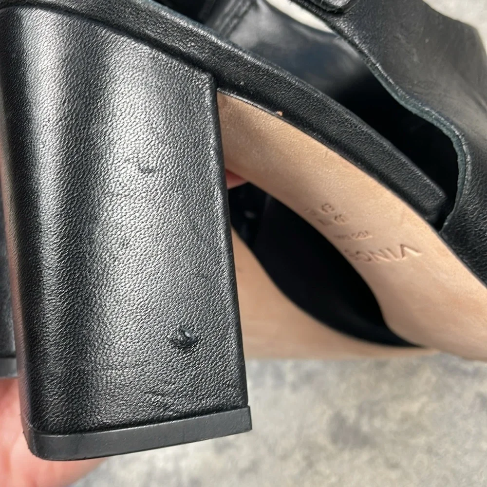 Vince Hartley Slingback Peep Toe Heels Booties Black Leather Sz 11